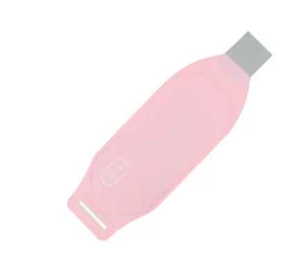 Side view of pink menstrual heating belt with adjustable strap and control panel for period cramps relief