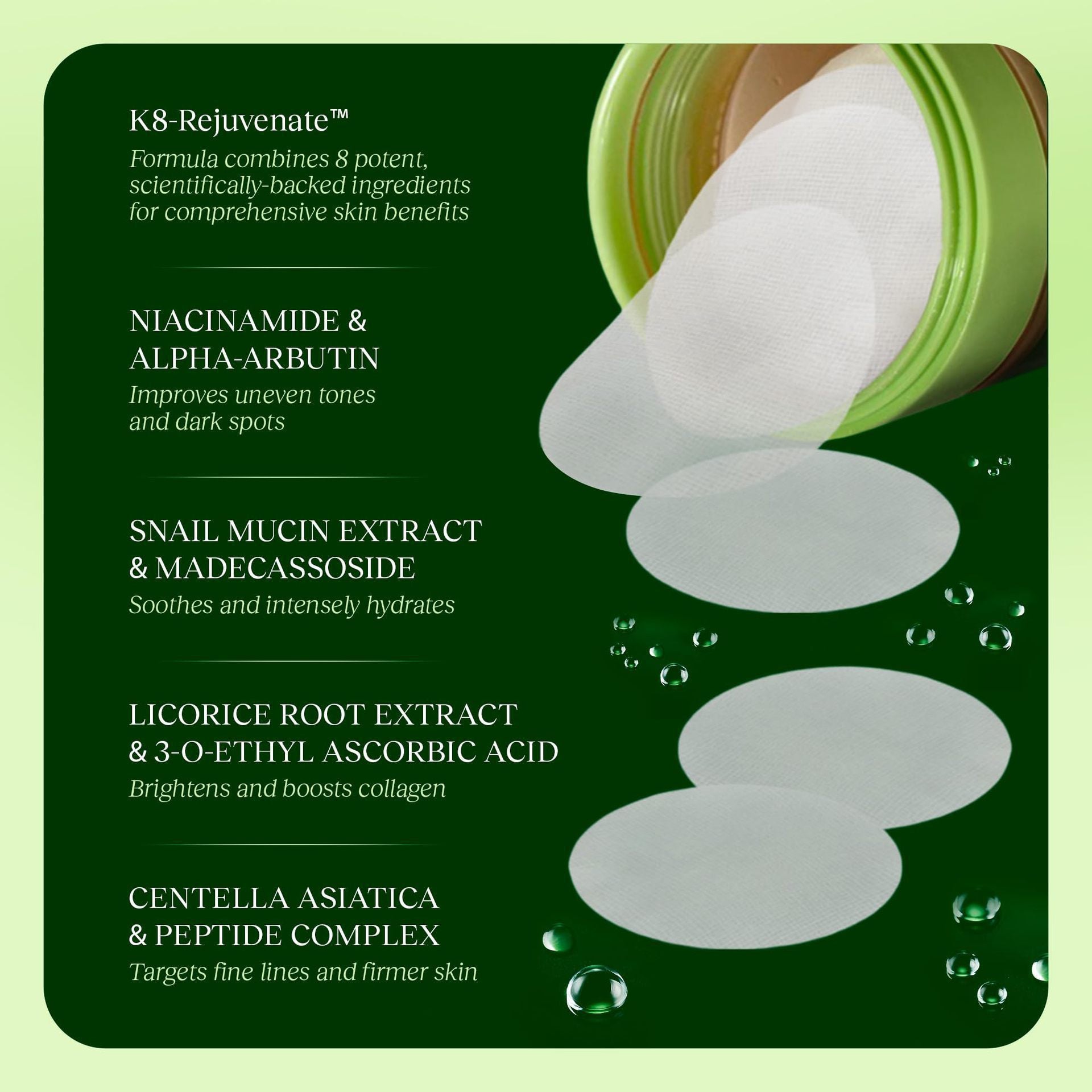 Exfoliating Centella Asiatica Skincare Toner Pads Destinct
